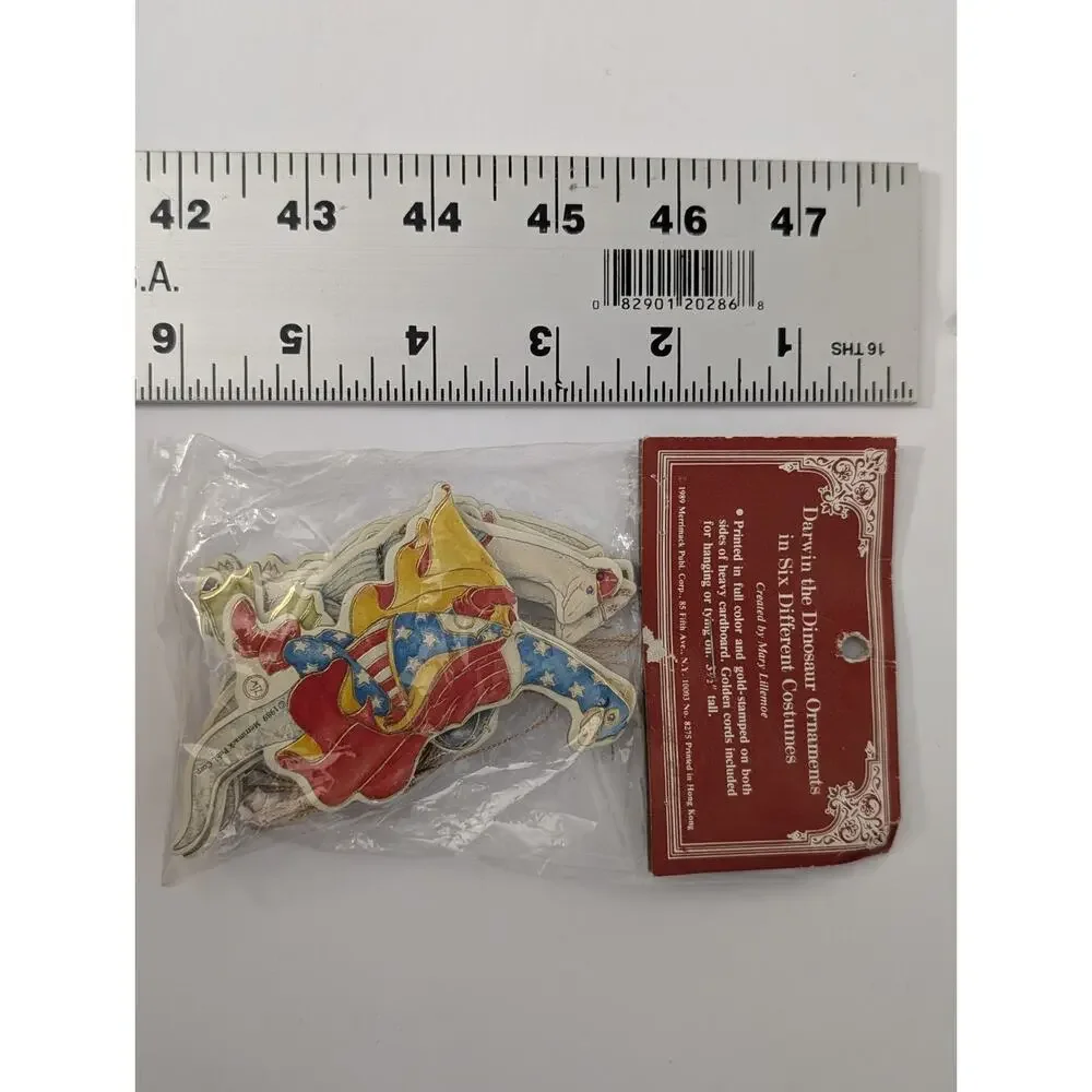 Vtg Darwin the Dinosaur Ornaments 6 Set Mary Lillemoe Merrimack 1989 NIP